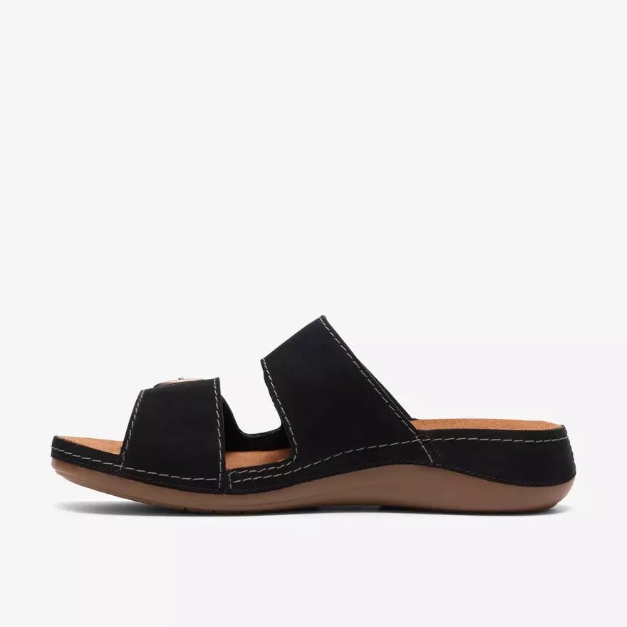 Sandales plates Cecily Step en nubuck noir pour femme Sandales plates Cecily Step en nubuck noir pour femme