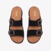 Sandales plates Cecily Step en nubuck noir pour femme Sandales plates Cecily Step en nubuck noir pour femme