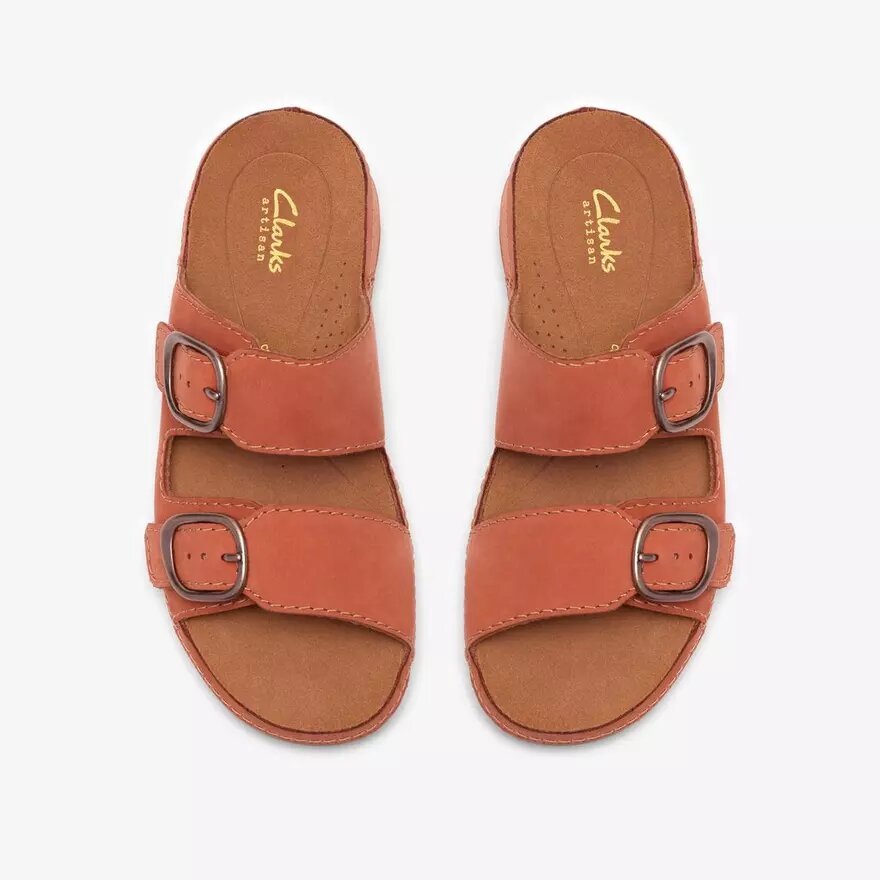 Sandales plates Cecily Step pour femme, couleur orange brûlé Sandales plates Cecily Step pour femme, couleur orange brûlé