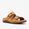 Sandales plates Cecily Step pour femme en nubuck ocre clair Sandales plates Cecily Step pour femme en nubuck ocre clair