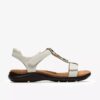Sandales plates en cuir blanc Kitly Gem pour femme Sandales plates en cuir blanc Kitly Gem pour femme