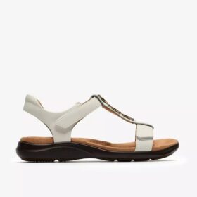 Sandales plates en cuir blanc Kitly Gem pour femme