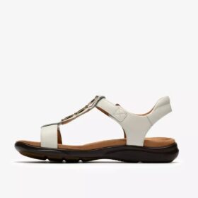 Sandales plates en cuir blanc Kitly Gem pour femme