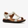 Sandales plates en cuir blanc Kitly Gem pour femme Sandales plates en cuir blanc Kitly Gem pour femme