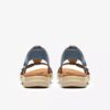 Sandales plates en cuir bleu denim Kitly Gem pour femme Sandales plates en cuir bleu denim Kitly Gem pour femme