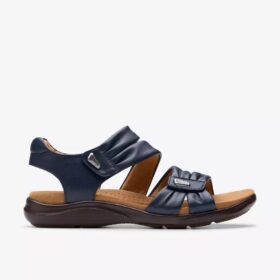 Sandales plates en cuir bleu marine Kitly Ave pour femme