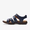 Sandales plates en cuir bleu marine Kitly Ave pour femme Sandales plates en cuir bleu marine Kitly Ave pour femme