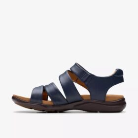 Sandales plates en cuir bleu marine Kitly Ave pour femme
