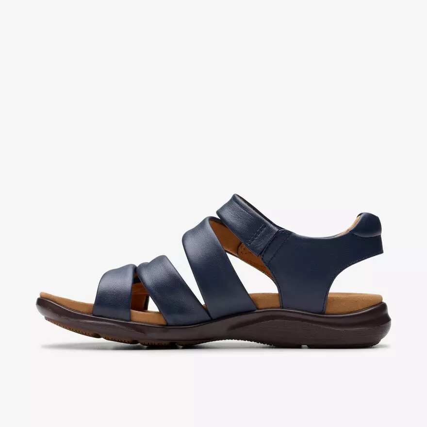 Sandales plates en cuir bleu marine Kitly Ave pour femme Sandales plates en cuir bleu marine Kitly Ave pour femme