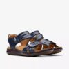 Sandales plates en cuir bleu marine Kitly Ave pour femme Sandales plates en cuir bleu marine Kitly Ave pour femme