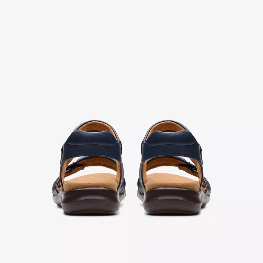 Sandales plates en cuir bleu marine Kitly Ave pour femme Sandales plates en cuir bleu marine Kitly Ave pour femme