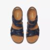 Sandales plates en cuir bleu marine Kitly Ave pour femme Sandales plates en cuir bleu marine Kitly Ave pour femme