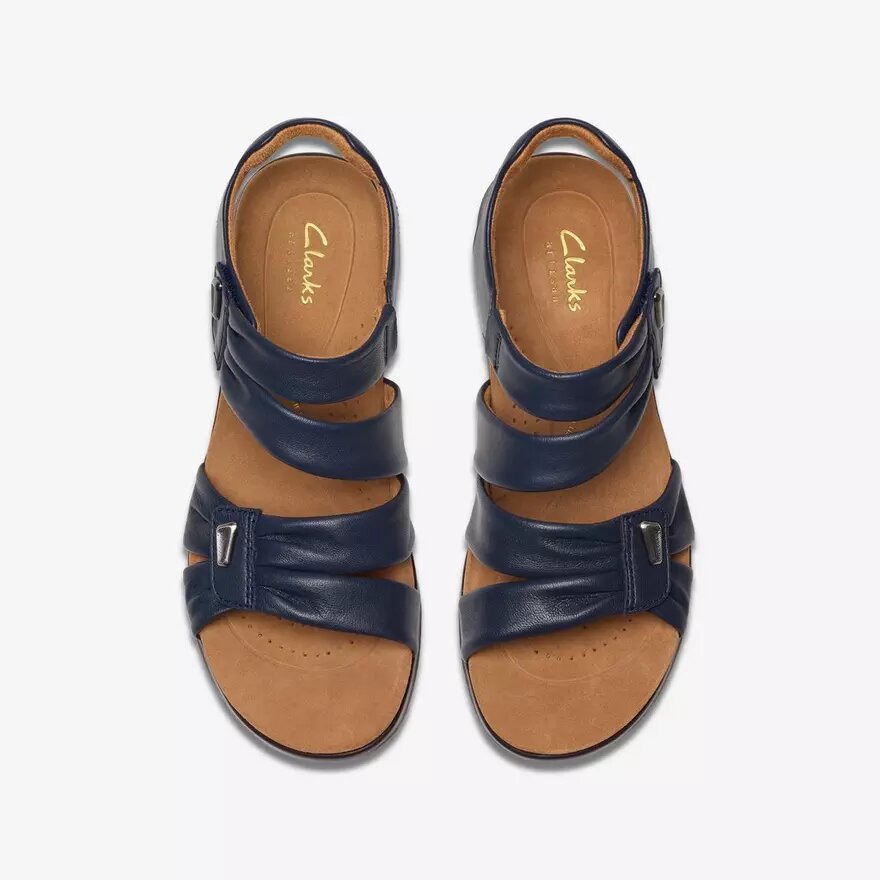 Sandales plates en cuir bleu marine Kitly Ave pour femme Sandales plates en cuir bleu marine Kitly Ave pour femme