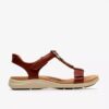 Sandales plates en cuir Kitly Gem pour femme, couleur orange brûlé Sandales plates en cuir Kitly Gem pour femme, couleur orange brûlé