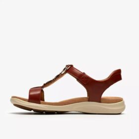 Sandales plates en cuir Kitly Gem pour femme, couleur orange brûlé Sandales plates en cuir Kitly Gem pour femme, couleur orange brûlé