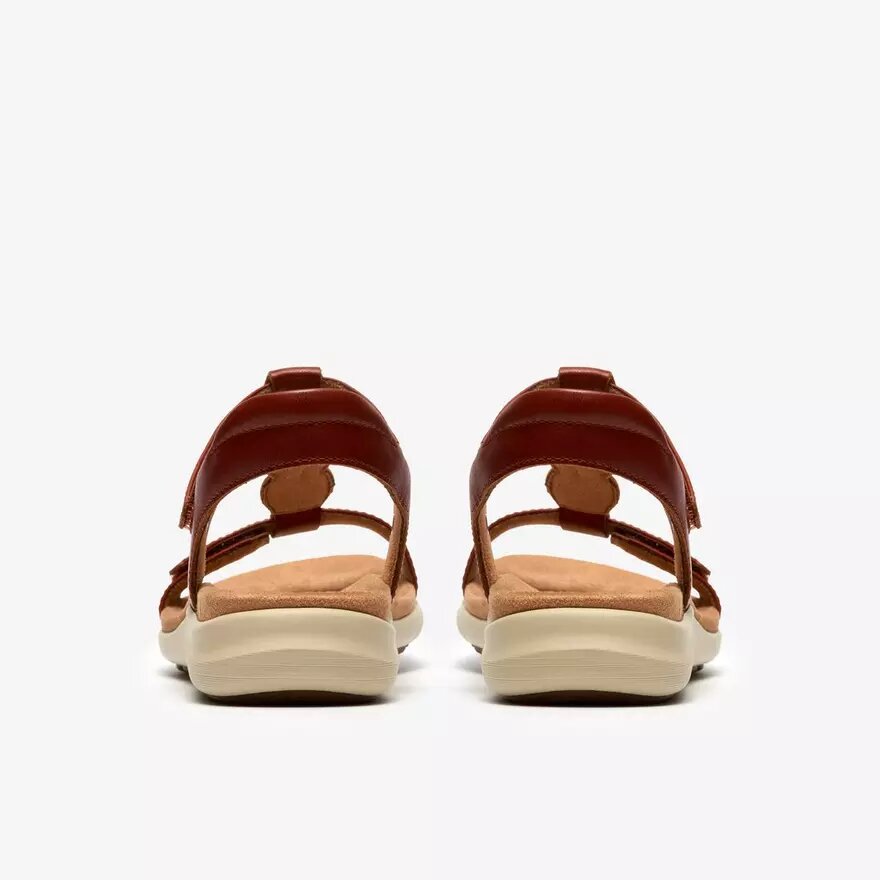 Sandales plates en cuir Kitly Gem pour femme, couleur orange brûlé Sandales plates en cuir Kitly Gem pour femme, couleur orange brûlé