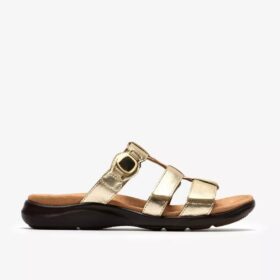 Sandales plates en cuir « Kitly Pearl » champagne pour femme