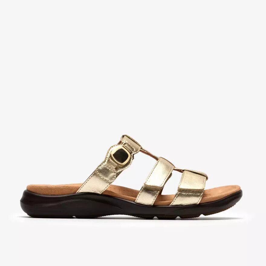 Sandales plates en cuir « Kitly Pearl » champagne pour femme Sandales plates en cuir « Kitly Pearl » champagne pour femme