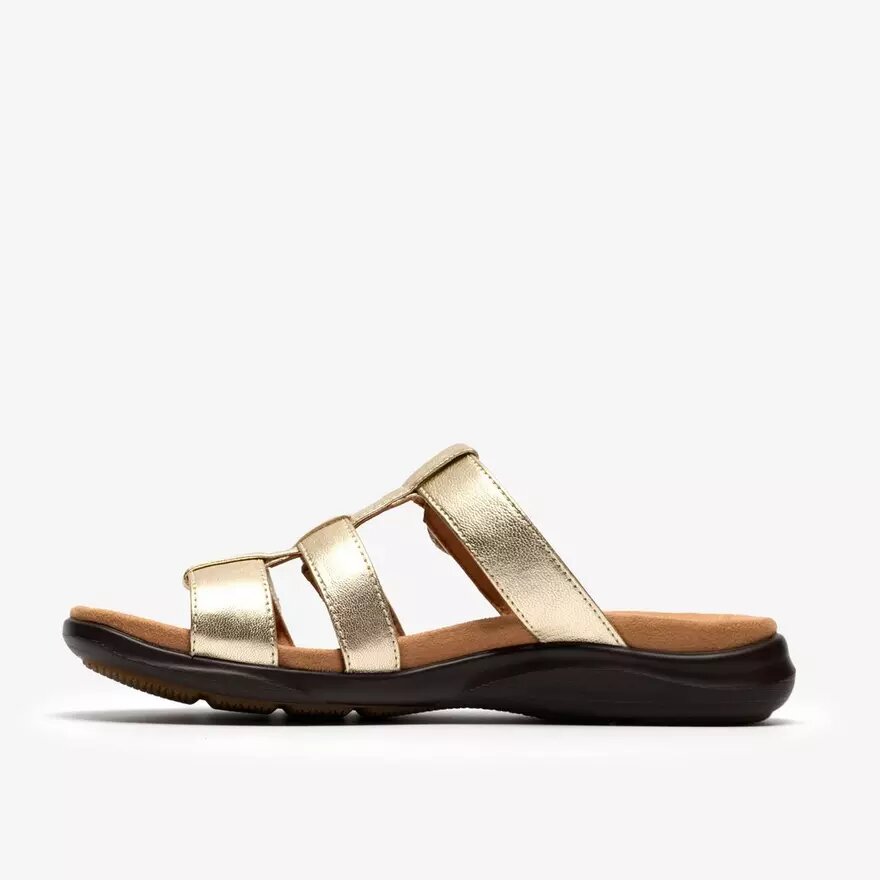 Sandales plates en cuir « Kitly Pearl » champagne pour femme Sandales plates en cuir « Kitly Pearl » champagne pour femme