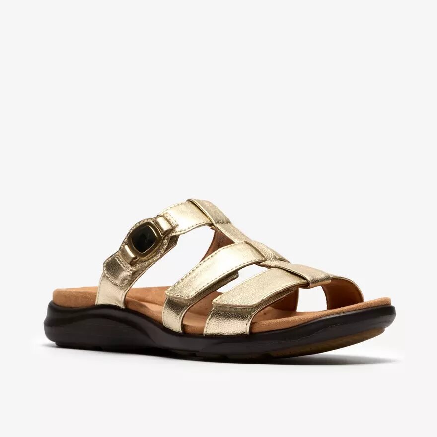 Sandales plates en cuir « Kitly Pearl » champagne pour femme Sandales plates en cuir « Kitly Pearl » champagne pour femme