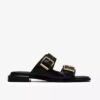 Sandales plates en cuir noir Ariany Bay pour femme Sandales plates en cuir noir Ariany Bay pour femme