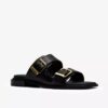 Sandales plates en cuir noir Ariany Bay pour femme Sandales plates en cuir noir Ariany Bay pour femme