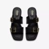 Sandales plates en cuir noir Ariany Bay pour femme Sandales plates en cuir noir Ariany Bay pour femme