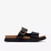 Sandales plates en cuir noir Arwell Step pour femme Sandales plates en cuir noir Arwell Step pour femme