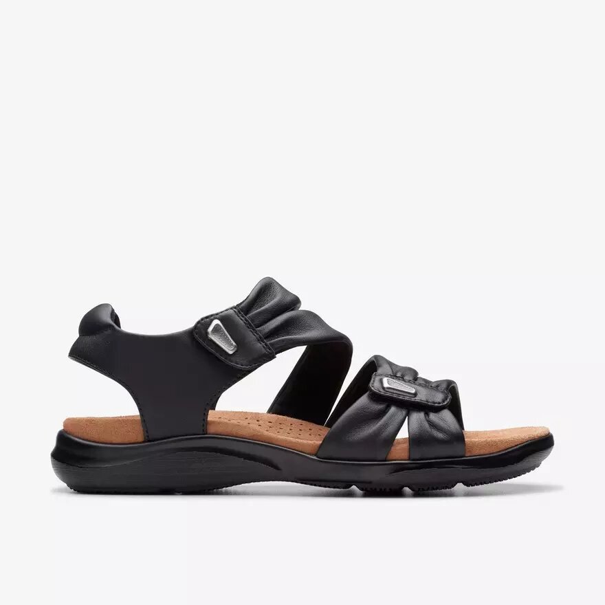 Sandales plates en cuir noir Kitly Ave pour femme Sandales plates en cuir noir Kitly Ave pour femme