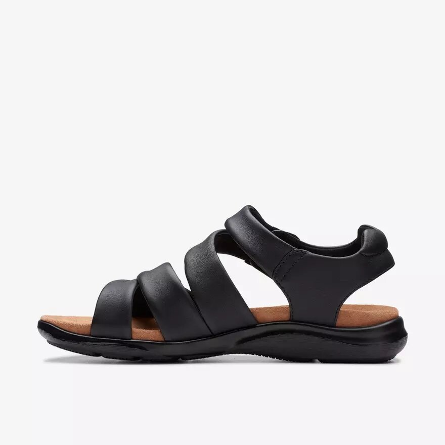 Sandales plates en cuir noir Kitly Ave pour femme Sandales plates en cuir noir Kitly Ave pour femme