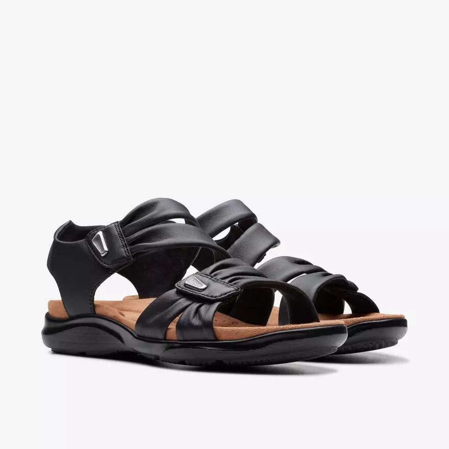 Sandales plates en cuir noir Kitly Ave pour femme Sandales plates en cuir noir Kitly Ave pour femme