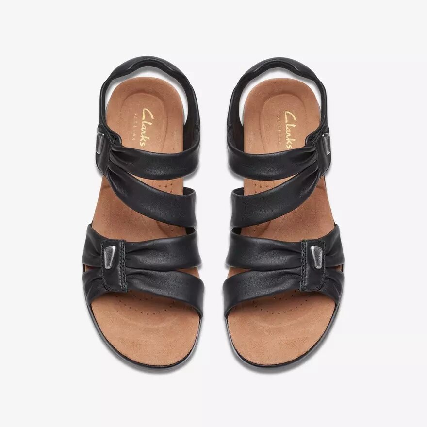 Sandales plates en cuir noir Kitly Ave pour femme Sandales plates en cuir noir Kitly Ave pour femme