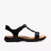 Sandales plates en cuir noir Kitly Gem pour femme Sandales plates en cuir noir Kitly Gem pour femme