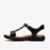 Sandales plates en cuir noir Kitly Gem pour femme Sandales plates en cuir noir Kitly Gem pour femme
