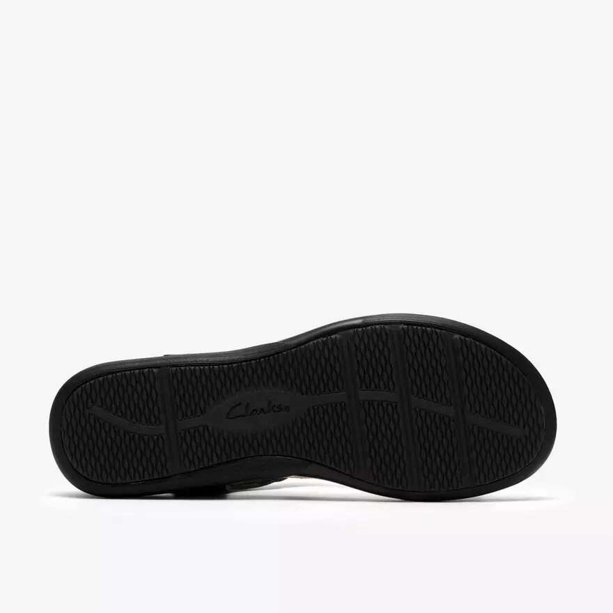 Sandales plates en cuir noir Kitly Gem pour femme Sandales plates en cuir noir Kitly Gem pour femme