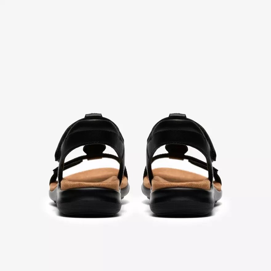 Sandales plates en cuir noir Kitly Gem pour femme Sandales plates en cuir noir Kitly Gem pour femme