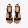 Sandales plates en cuir noir Kitly Gem pour femme Sandales plates en cuir noir Kitly Gem pour femme