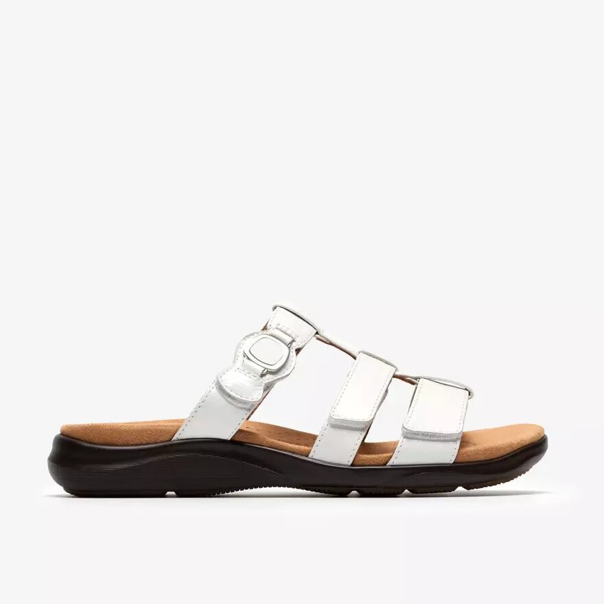 Sandales plates en cuir verni blanc « Kitly Pearl » pour femme Sandales plates en cuir verni blanc « Kitly Pearl » pour femme