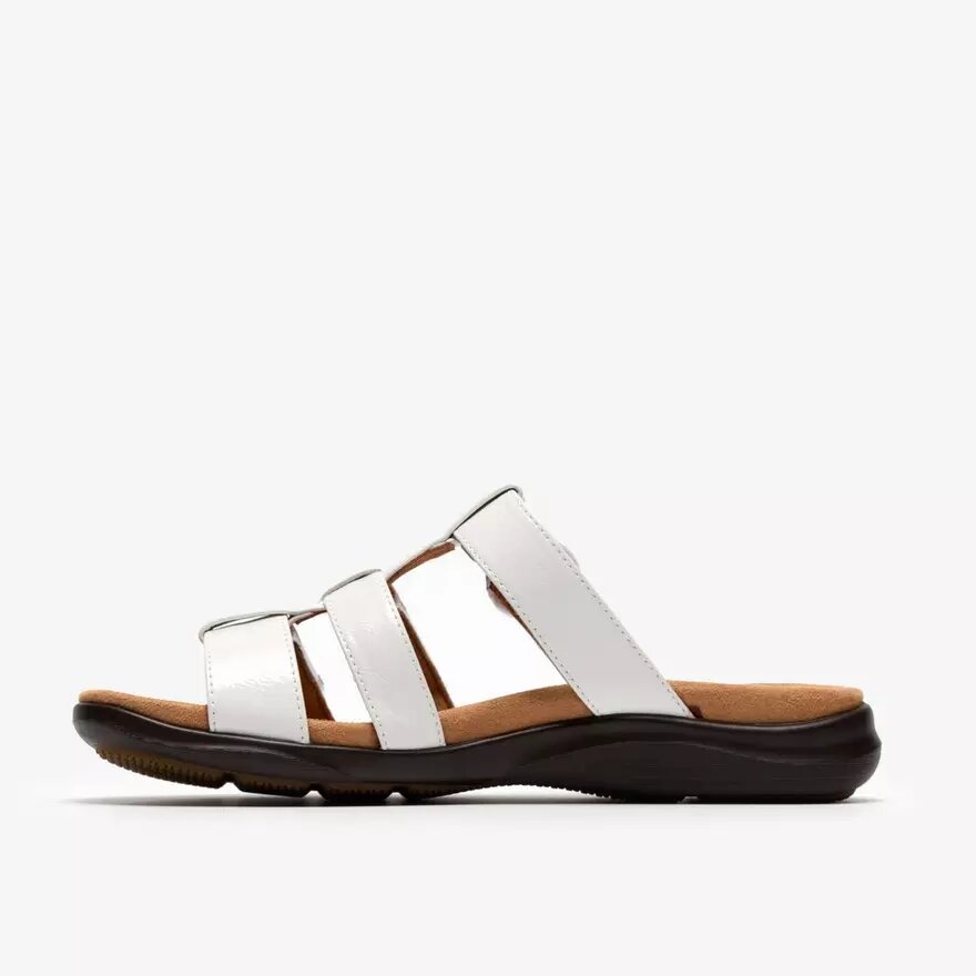 Sandales plates en cuir verni blanc « Kitly Pearl » pour femme Sandales plates en cuir verni blanc « Kitly Pearl » pour femme