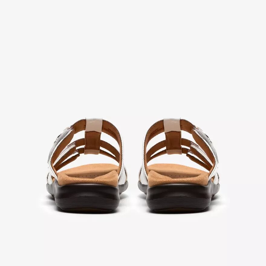 Sandales plates en cuir verni blanc « Kitly Pearl » pour femme Sandales plates en cuir verni blanc « Kitly Pearl » pour femme