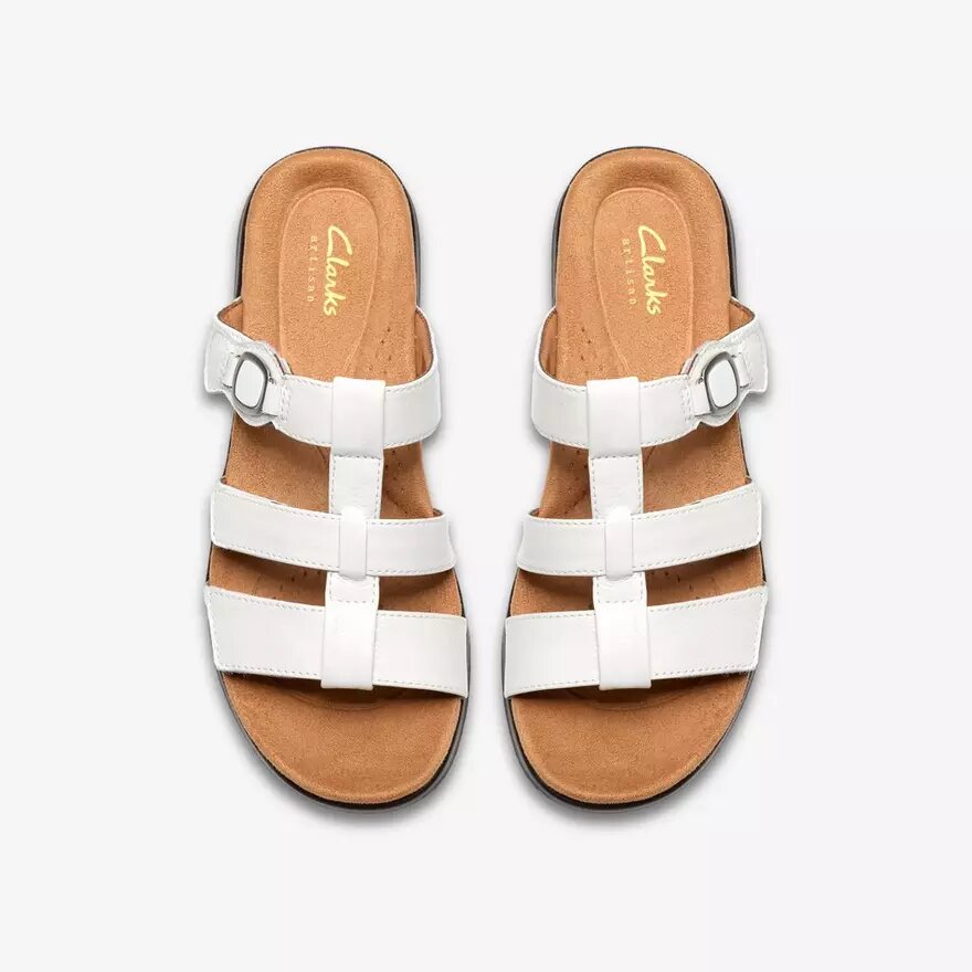 Sandales plates en cuir verni blanc « Kitly Pearl » pour femme Sandales plates en cuir verni blanc « Kitly Pearl » pour femme