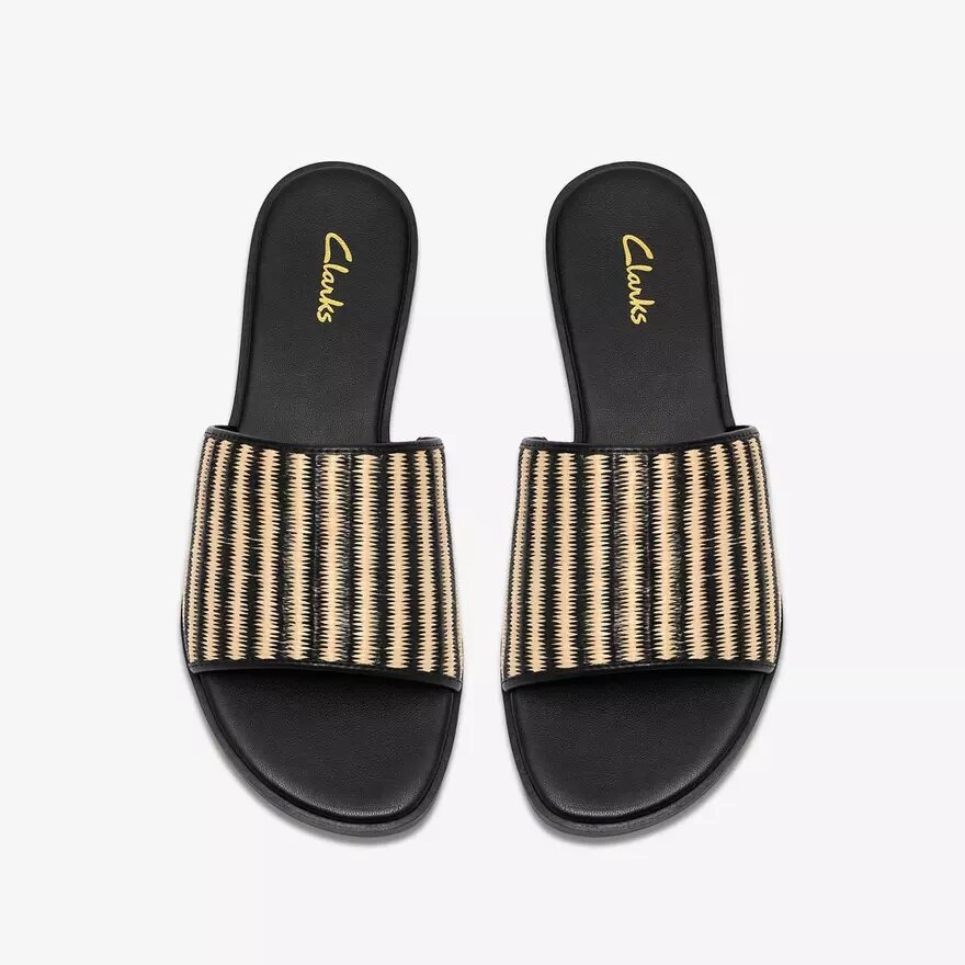 Sandales plates Erisia Strap2 noires pour femme Sandales plates Erisia Strap2 noires pour femme