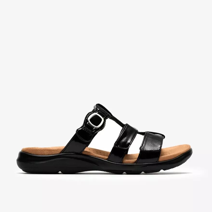 Sandales plates Kitly Pearl en vernis noir pour femme Sandales plates Kitly Pearl en vernis noir pour femme