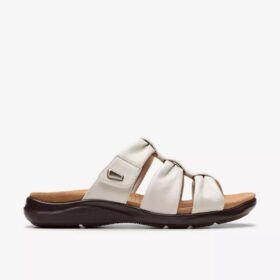 Sandales plates Kitly Slide en cuir crème pour femme Sandales plates Kitly Slide en cuir crème pour femme