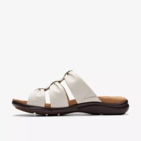 Sandales plates Kitly Slide en cuir crème pour femme Sandales plates Kitly Slide en cuir crème pour femme