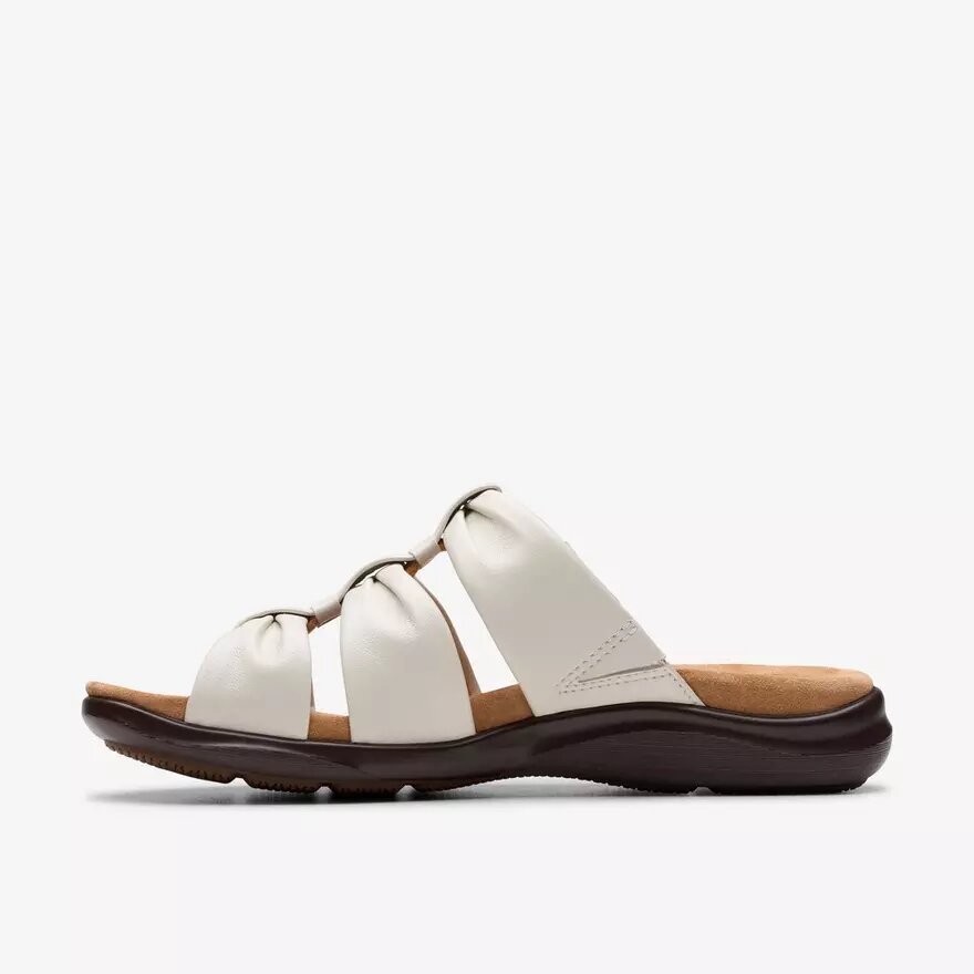 Sandales plates Kitly Slide en cuir crème pour femme Sandales plates Kitly Slide en cuir crème pour femme