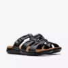 Sandales plates Kitly Slide en cuir noir pour femme