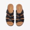Sandales plates Kitly Slide en cuir noir pour femme