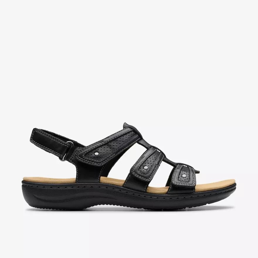 Sandales plates Laurieann Ivy en cuir noir pour femme Sandales plates Laurieann Ivy en cuir noir pour femme