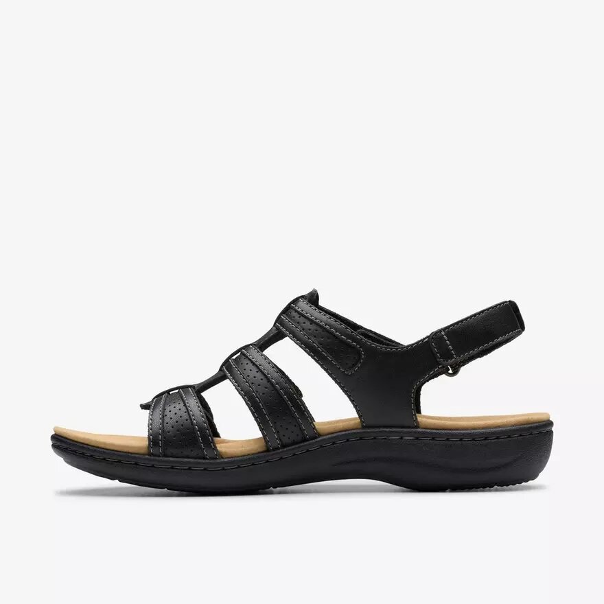 Sandales plates Laurieann Ivy en cuir noir pour femme Sandales plates Laurieann Ivy en cuir noir pour femme